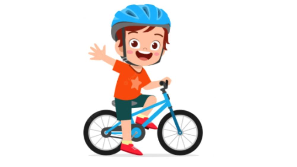 cartoon boy riding his bike